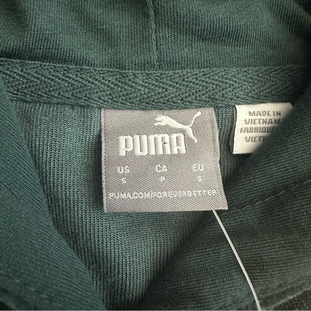 Puma Deep Green Velour Hoodie Logo Embroidered Womens S - Picture 11 of 14